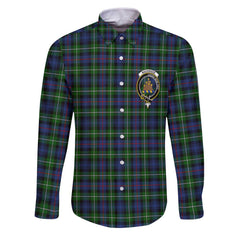 Clan Mackenzie Tartan Long Sleeve Button Shirt Crest And Plaid Basic Style