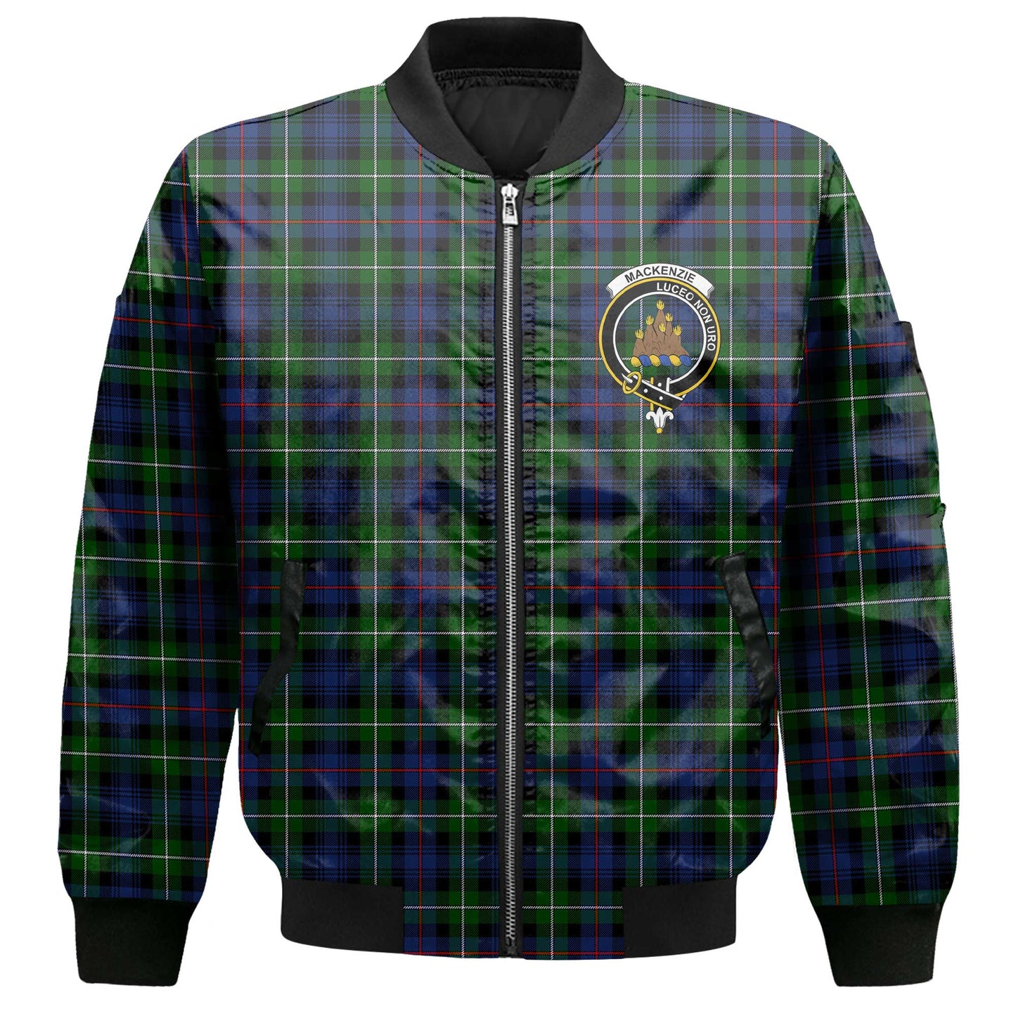 Clan Mackenzie Tartan Men Bomber Jacket Crest And Plaid Basic Style