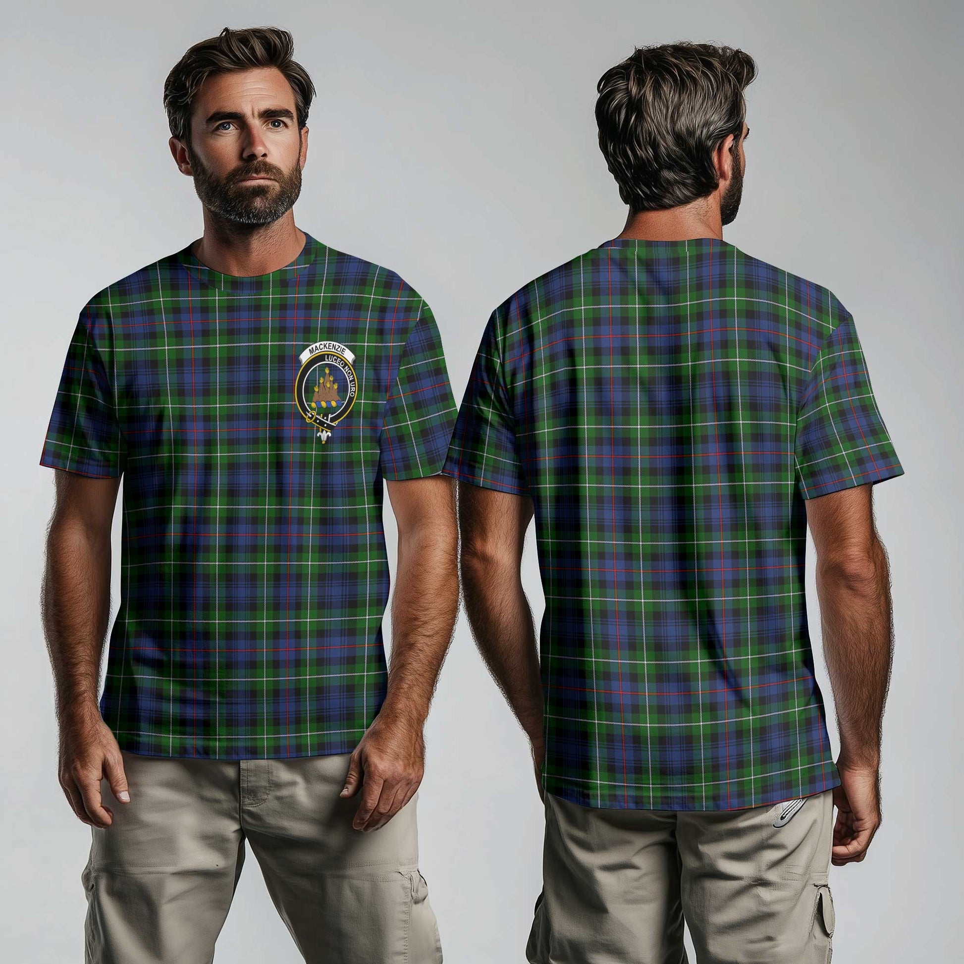 Clan Mackenzie Tartan Men T Shirt Crest And Plaid Basic Style