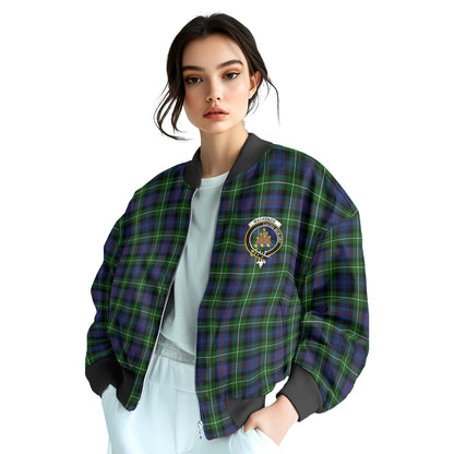 Clan Mackenzie Tartan Women Bomber Jacket Crest And Plaid Basic Style