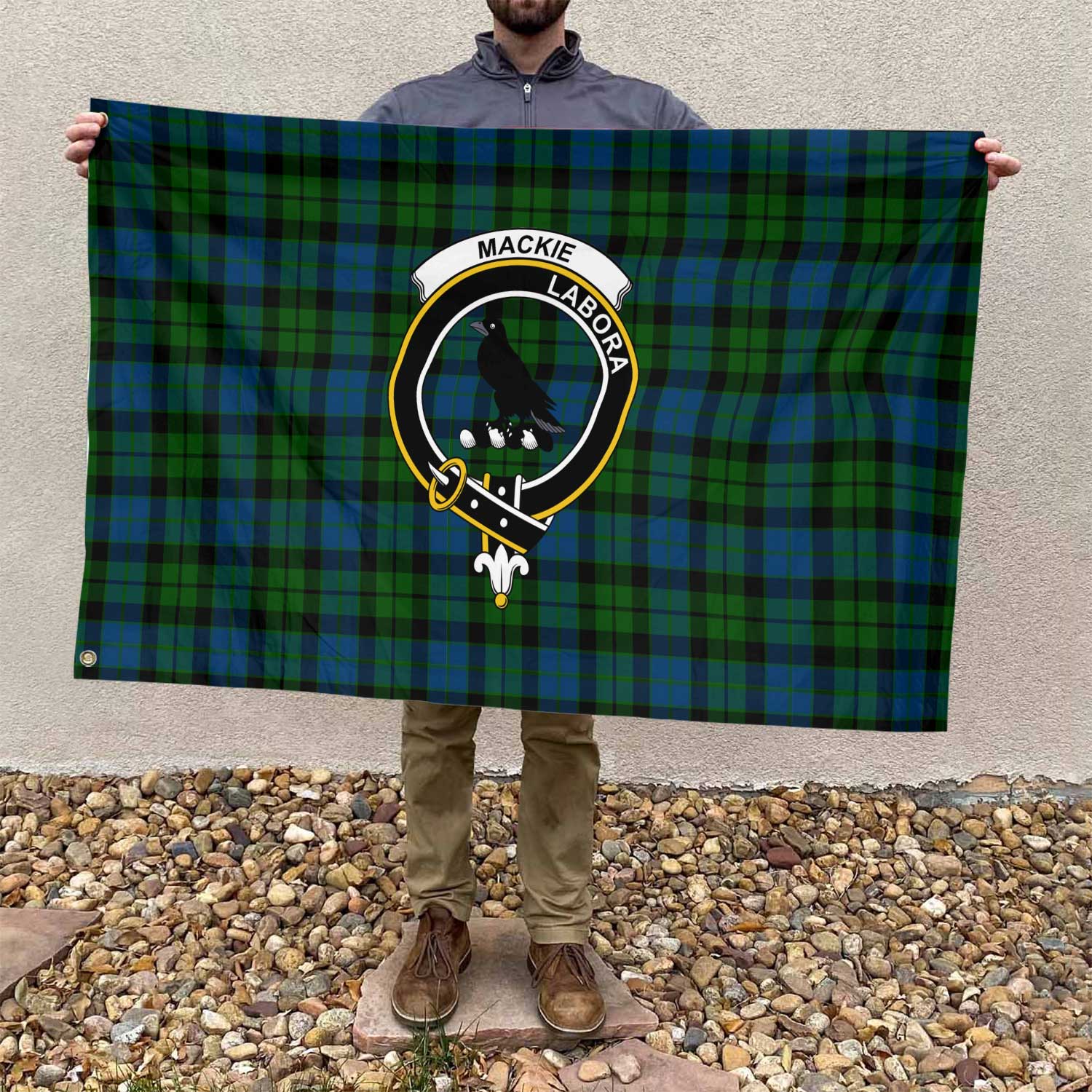 Clan Mackie Tartan Flag Crest And Plaid Basic Style