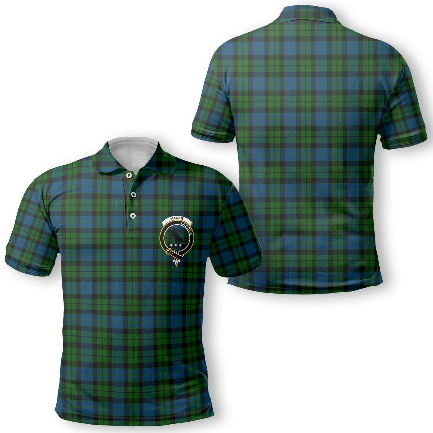 Clan Mackie Tartan Golf Tartan Men Polo Shirt Crest And Plaid Basic Style