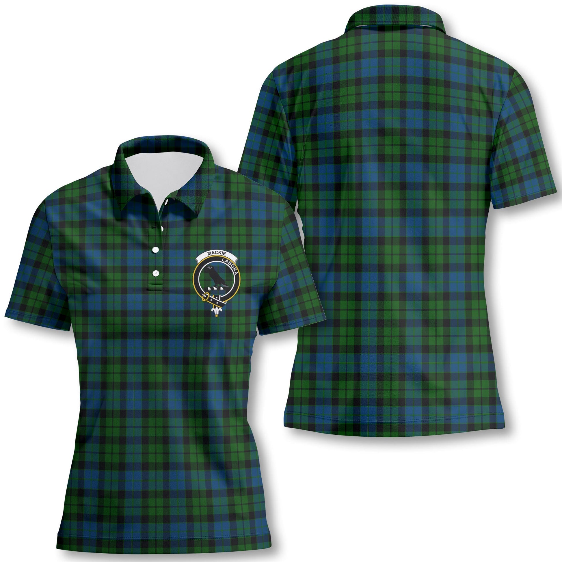 Clan Mackie Tartan Women Polo Shirt Crest And Plaid Basic Style