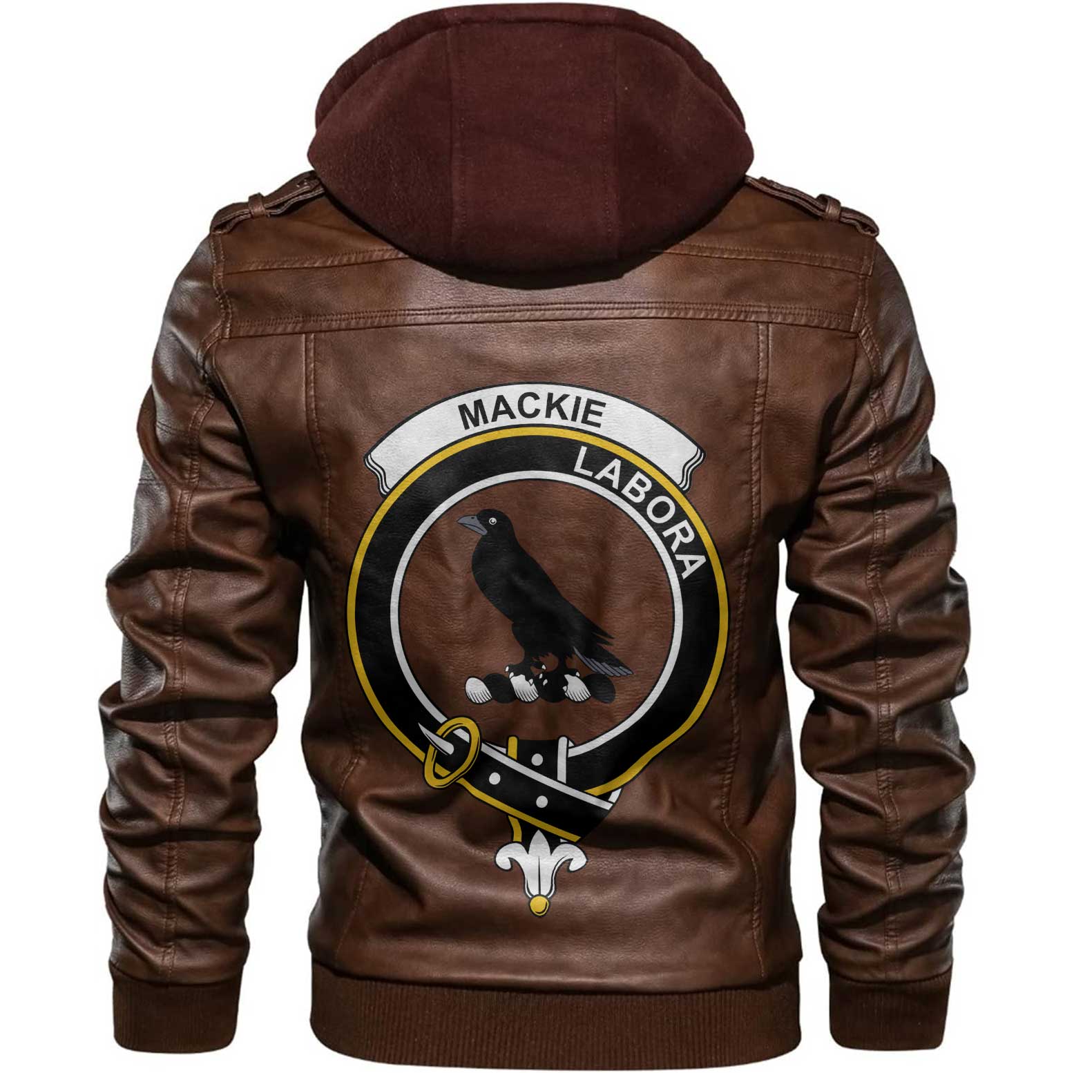 Clan Mackie Tartan Zip Leather Jacket Crest And Plaid Basic Style