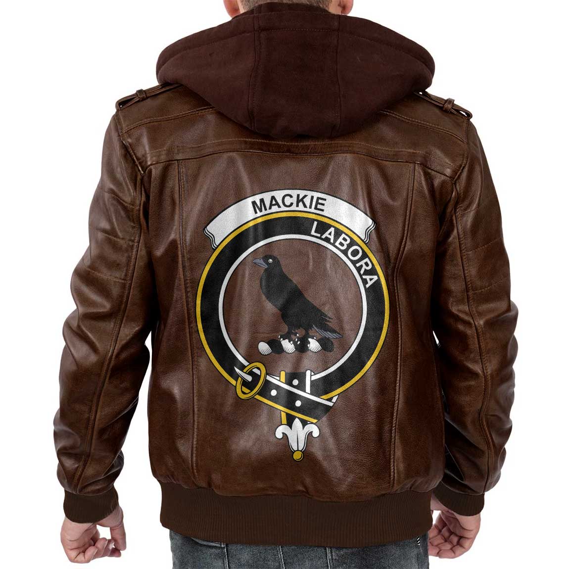 Clan Mackie Tartan Zip Leather Jacket Crest And Plaid Basic Style