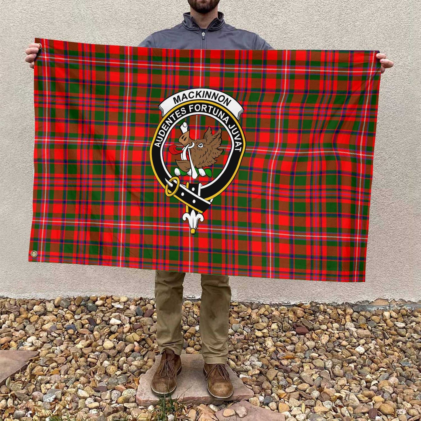 Clan Mackinnon Tartan Flag Crest And Plaid Basic Style