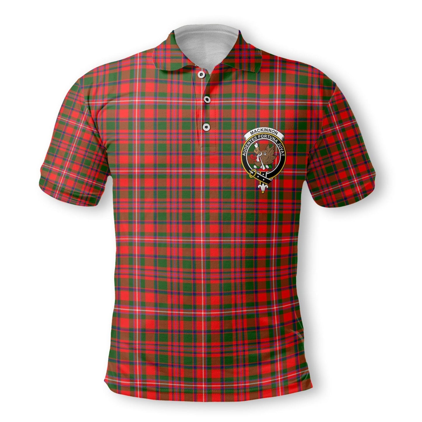 Clan Mackinnon Tartan Golf Tartan Men Polo Shirt Crest And Plaid Basic Style