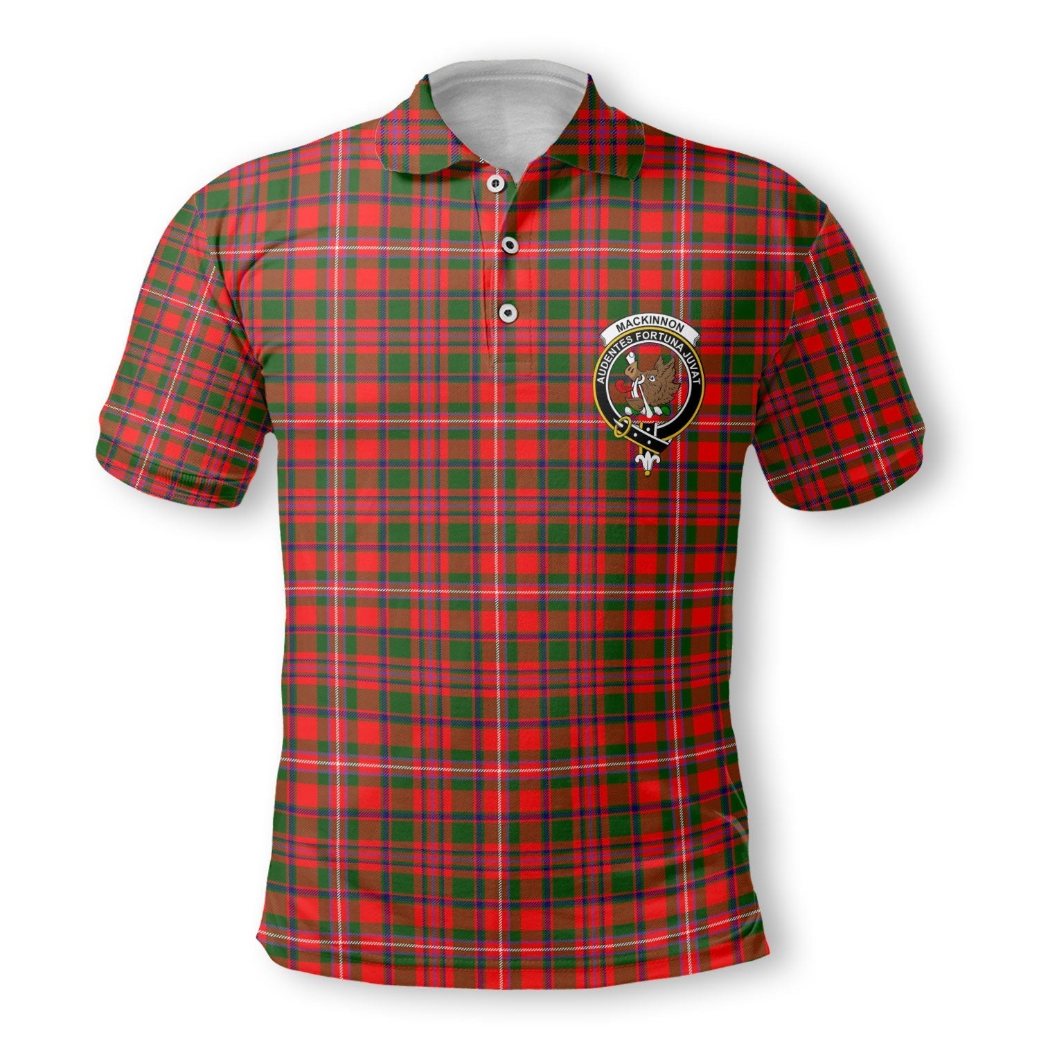 Clan Mackinnon Tartan Golf Tartan Men Polo Shirt Crest And Plaid Basic Style