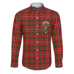 Clan Mackinnon Tartan Long Sleeve Button Shirt Crest And Plaid Basic Style