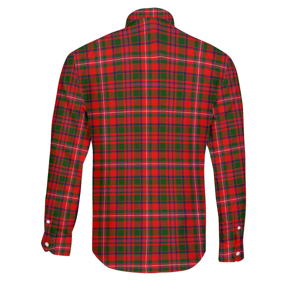 Clan Mackinnon Tartan Long Sleeve Button Shirt Crest And Plaid Basic Style