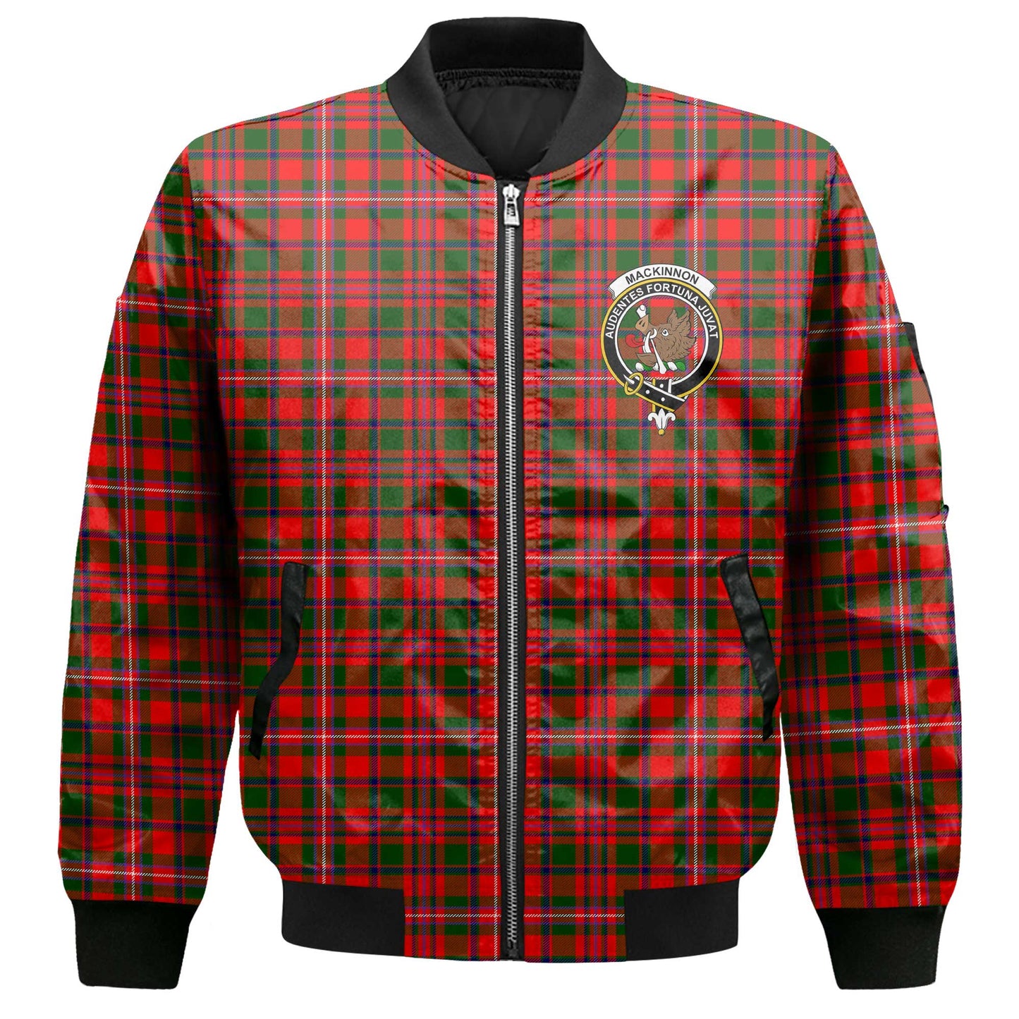 Clan Mackinnon Tartan Men Bomber Jacket Crest And Plaid Basic Style