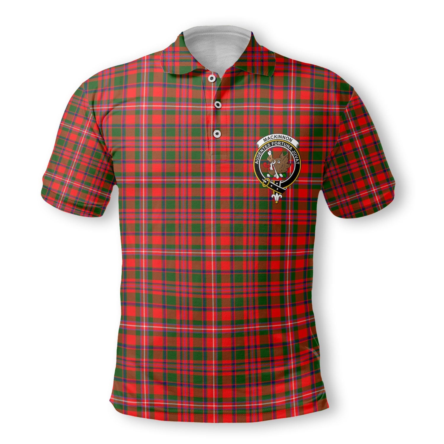 Clan Mackinnon Tartan Men Polo Shirt Crest And Plaid Basic Style