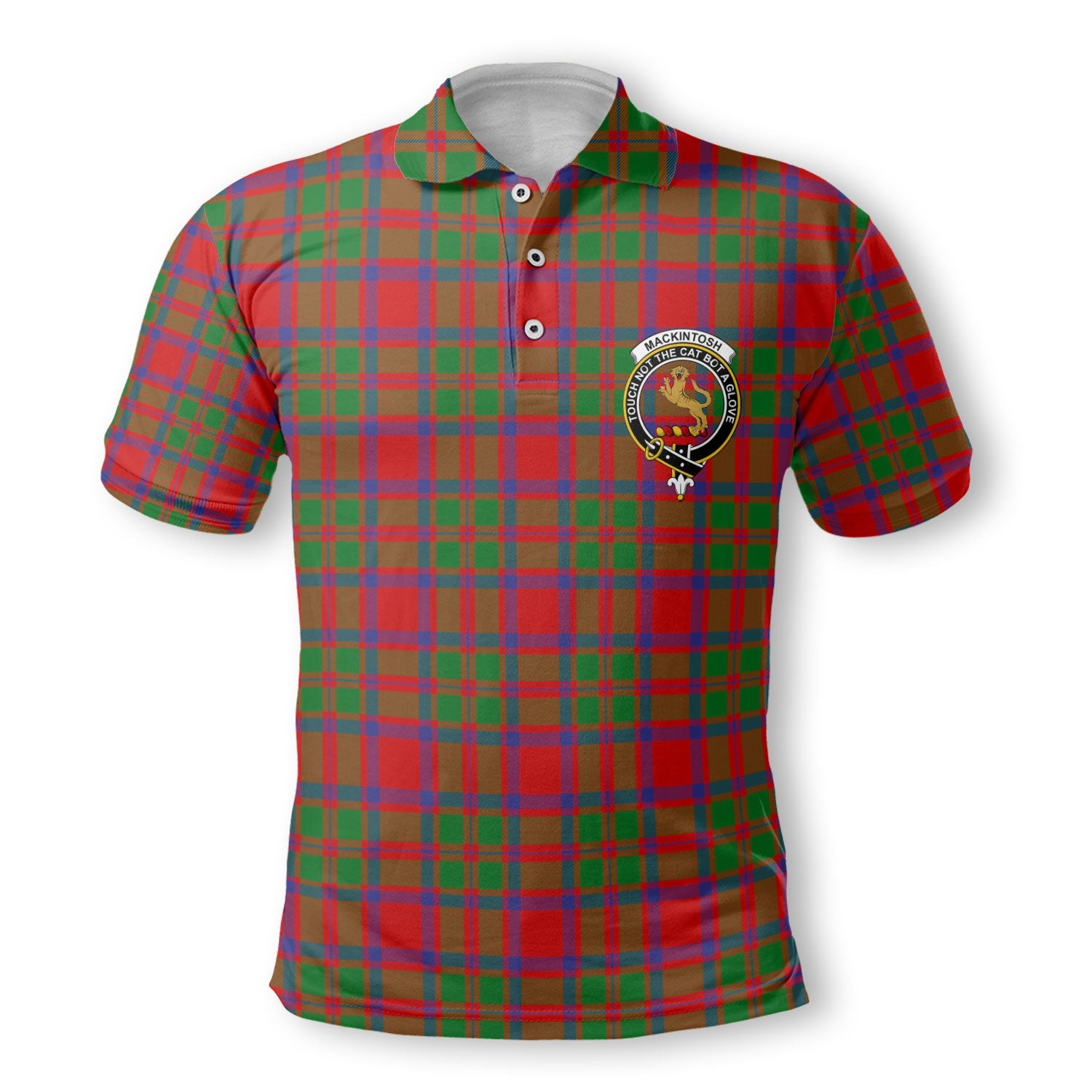 Clan Mackintosh Tartan Golf Men Polo Shirt Crest And Plaid Basic Style