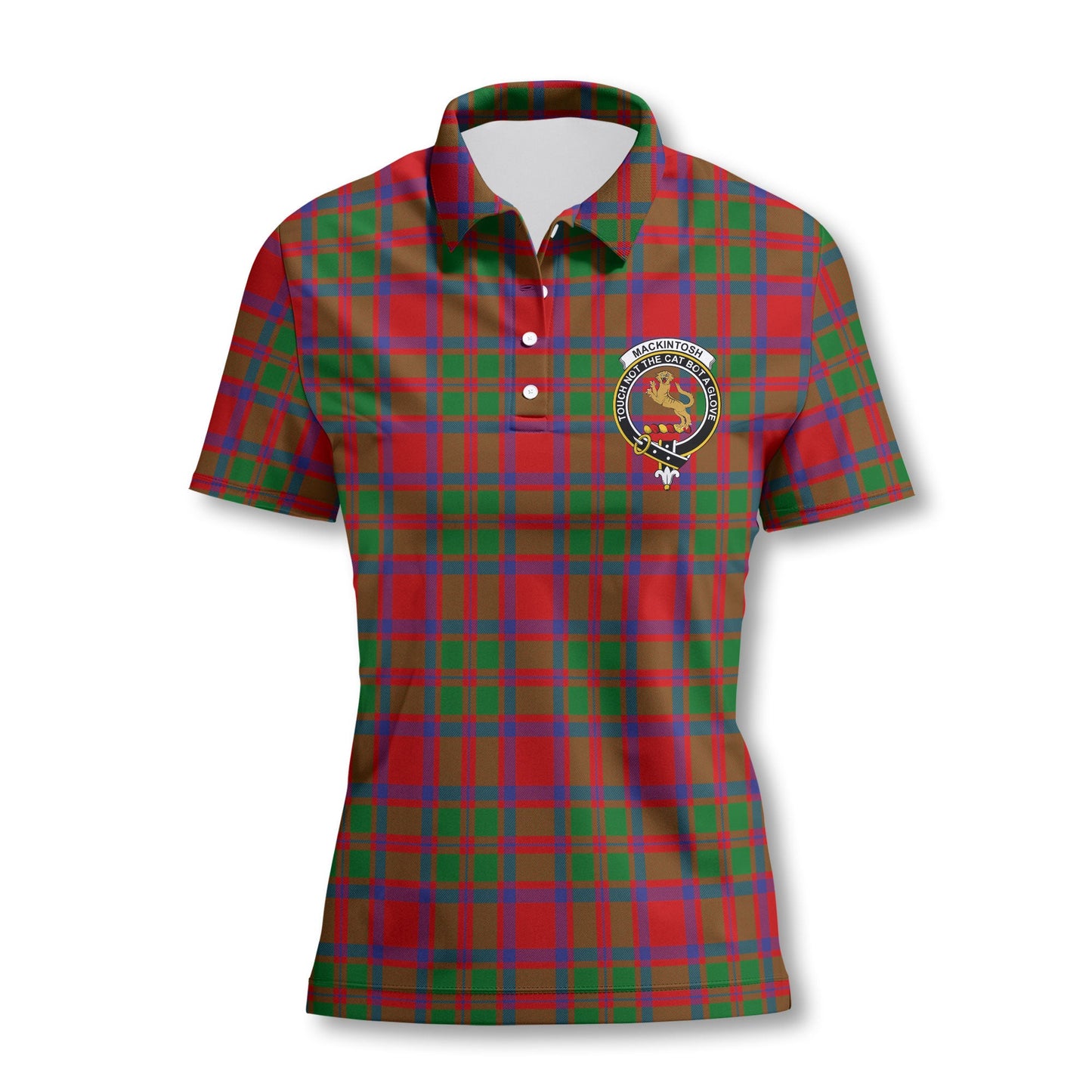 Clan Mackintosh Tartan Women Polo Shirt Crest And Plaid Basic Style