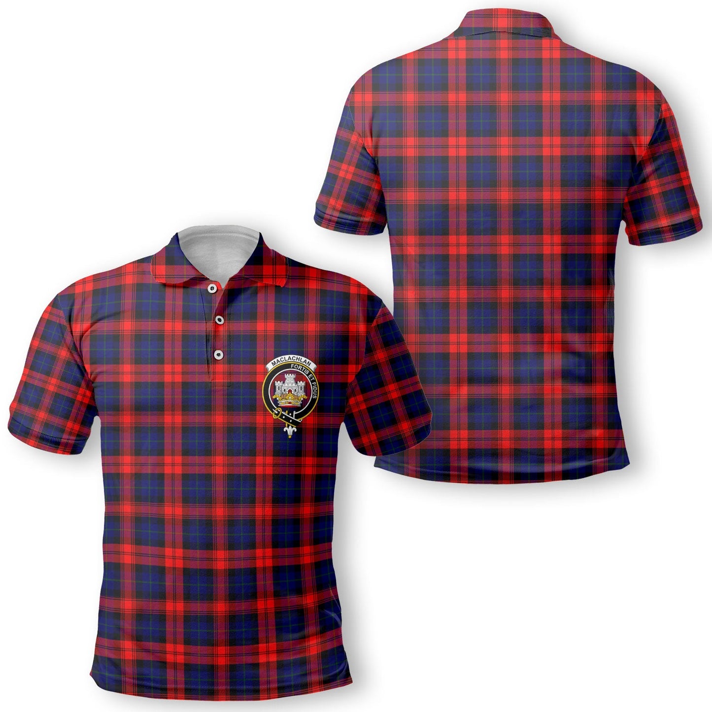 Clan Maclachlan Tartan Golf Men Polo Shirt Crest And Plaid Basic Style