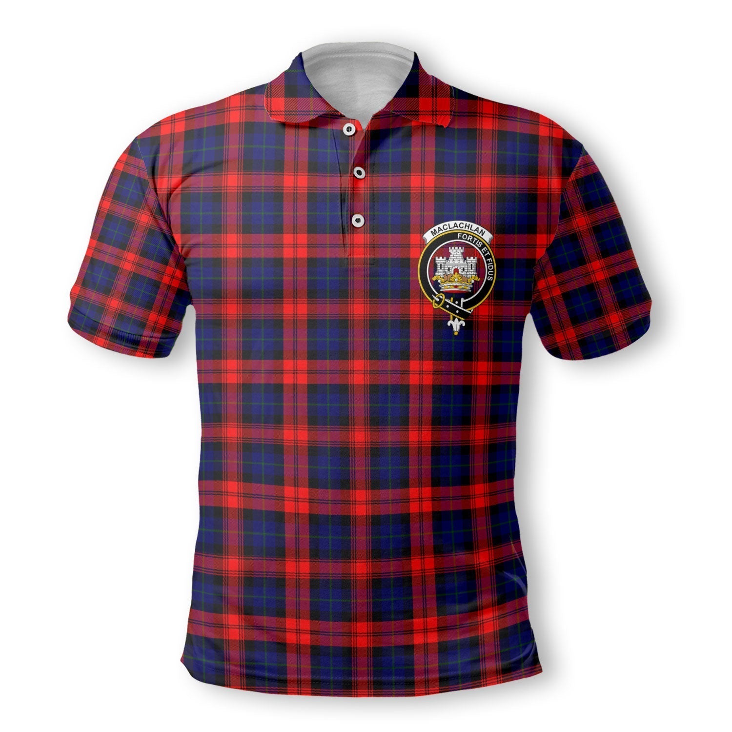 Clan Maclachlan Tartan Golf Tartan Men Polo Shirt Crest And Plaid Basic Style