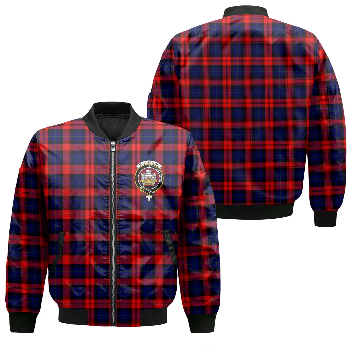 Clan Maclachlan Tartan Men Bomber Jacket Crest And Plaid Basic Style