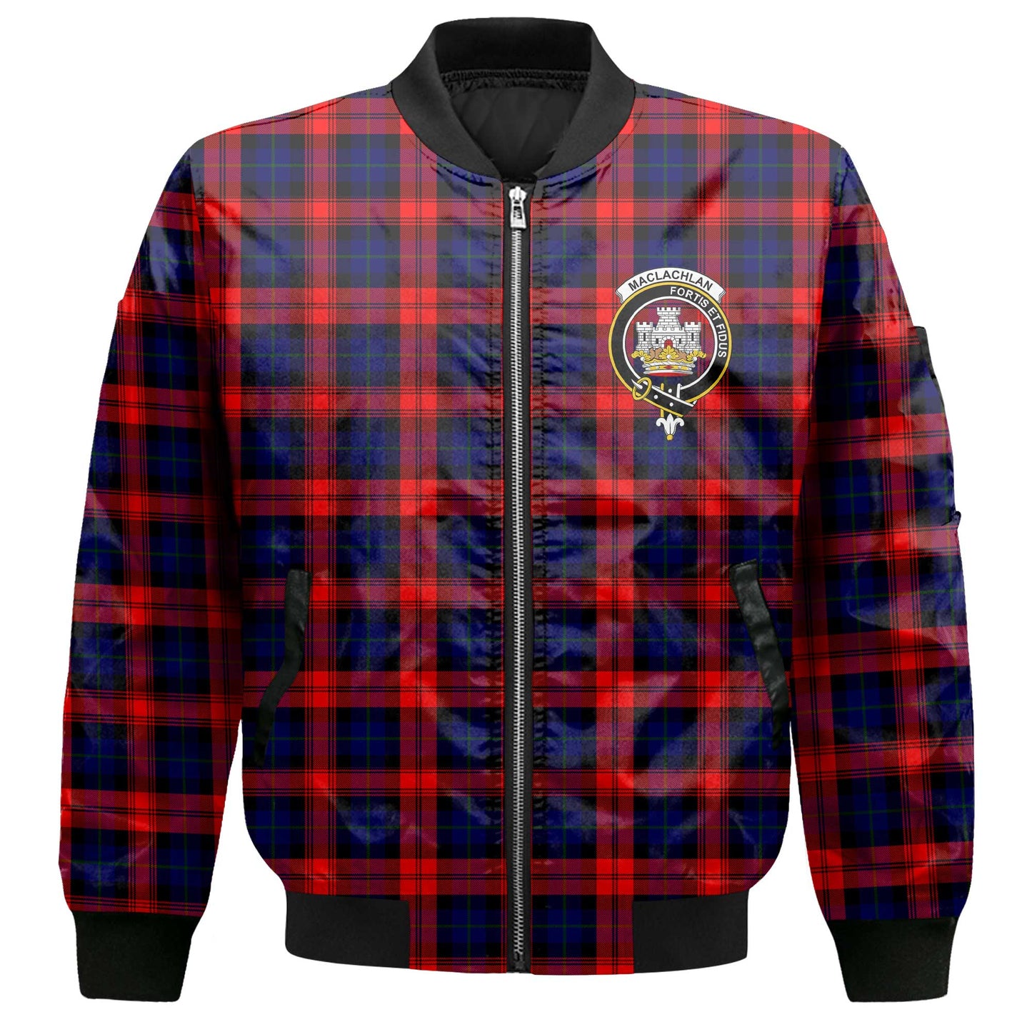 Clan Maclachlan Tartan Men Bomber Jacket Crest And Plaid Basic Style