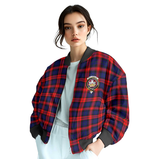 Clan Maclachlan Tartan Women Bomber Jacket Crest And Plaid Basic Style