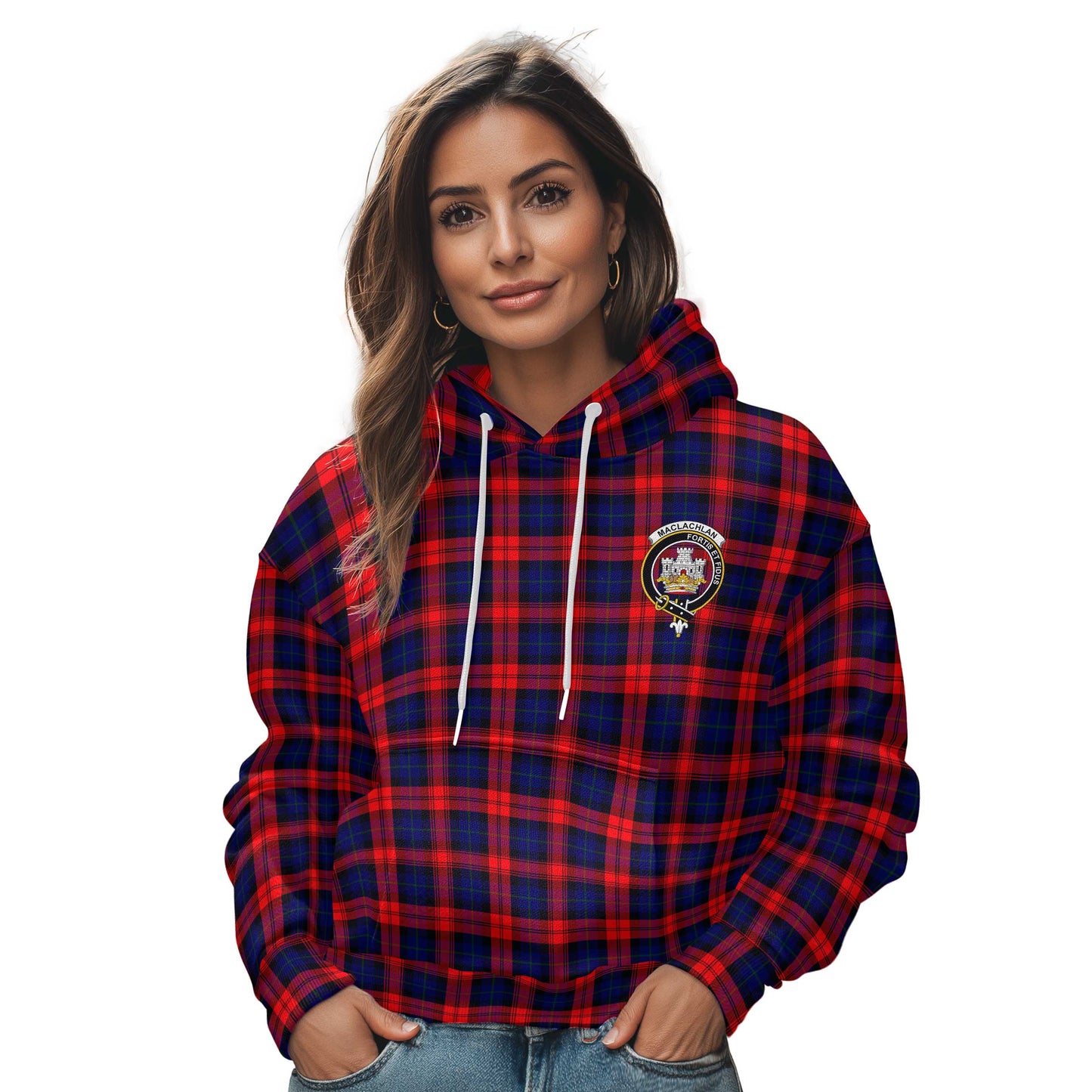 Clan Maclachlan Tartan Women Hoodie Crest And Plaid Basic Style