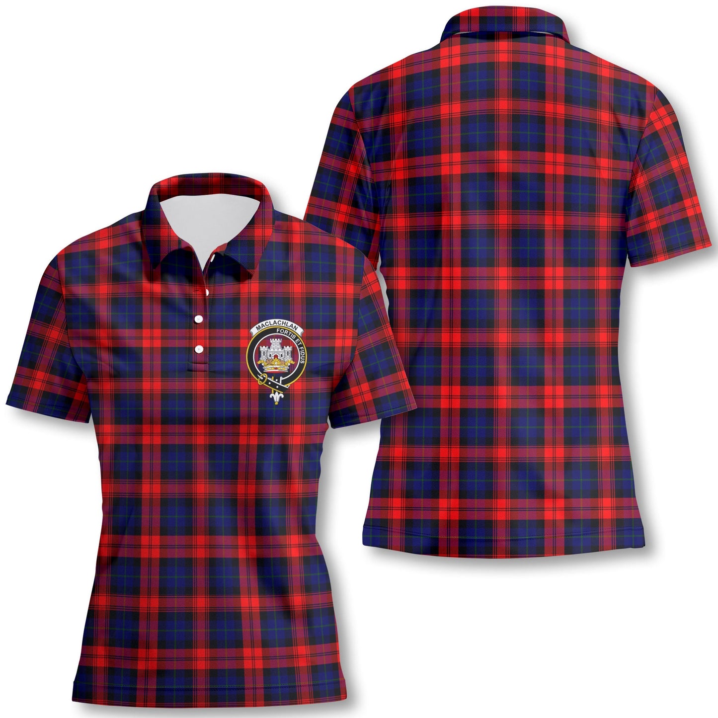 Clan Maclachlan Tartan Women Polo Shirt Crest And Plaid Basic Style