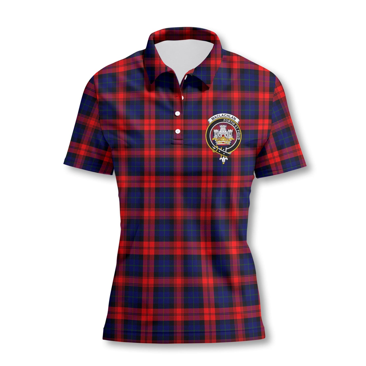 Clan Maclachlan Tartan Women Polo Shirt Crest And Plaid Basic Style