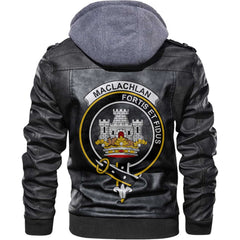 Clan Maclachlan Tartan Zip Leather Jacket Crest And Plaid Basic Style