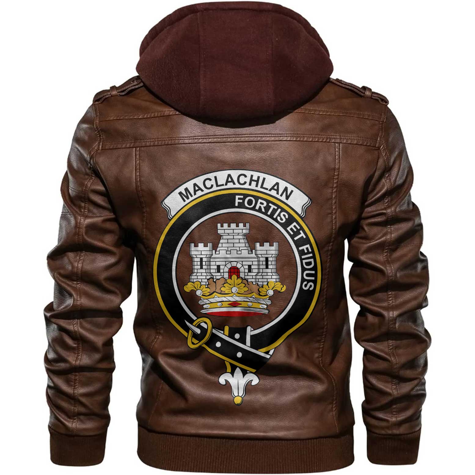 Clan Maclachlan Tartan Zip Leather Jacket Crest And Plaid Basic Style