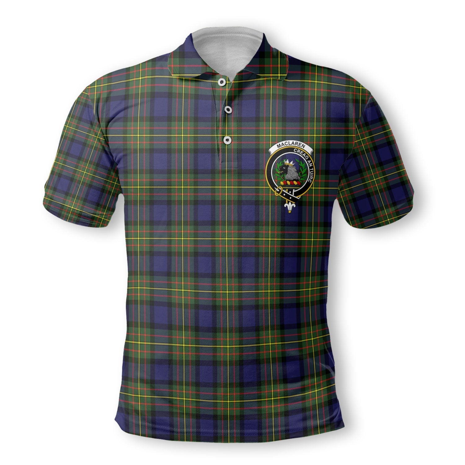 Clan Maclaren Tartan Golf Tartan Men Polo Shirt Crest And Plaid Basic Style