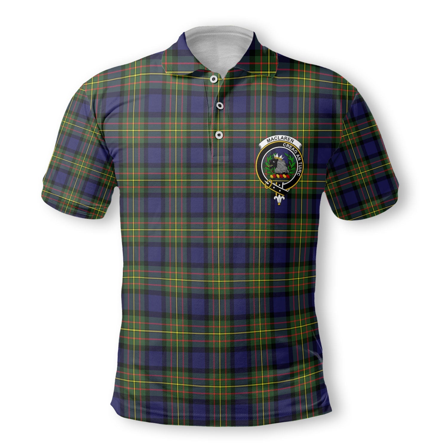 Clan Maclaren Tartan Golf Men Polo Shirt Crest And Plaid Basic Style