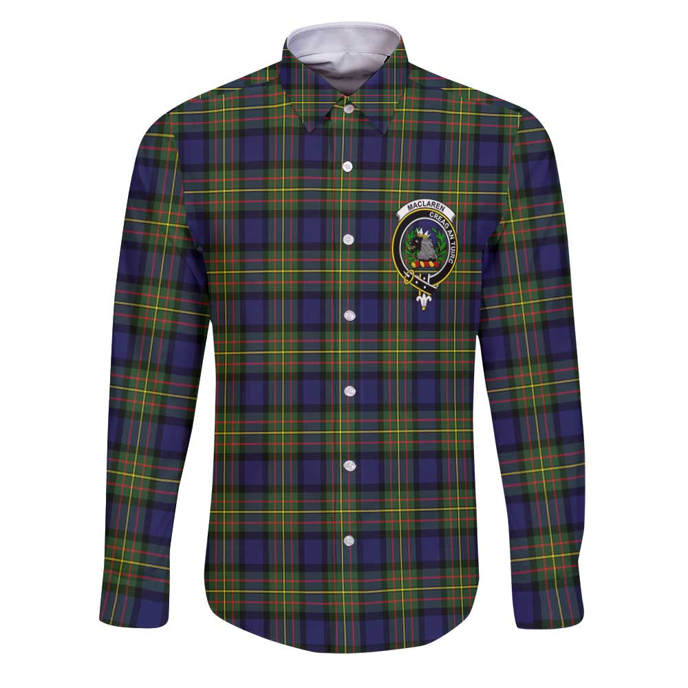 Clan Maclaren Tartan Long Sleeve Button Shirt Crest And Plaid Basic Style