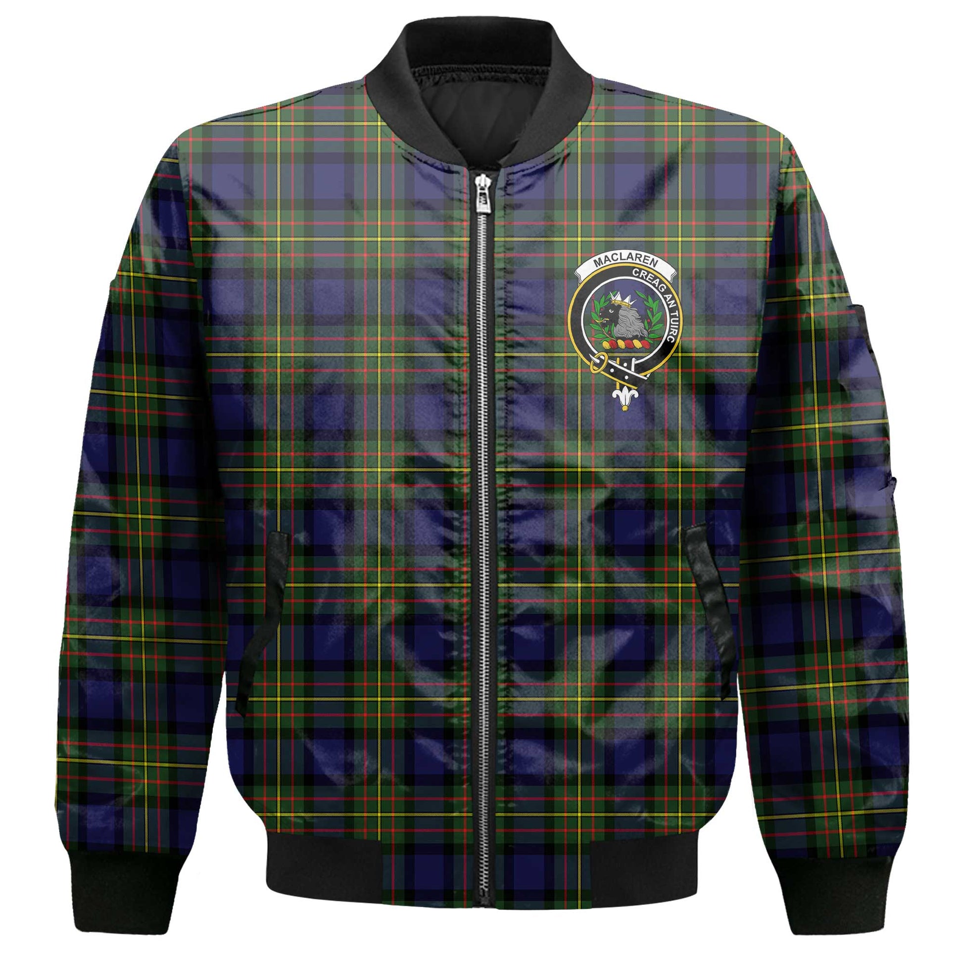 Clan Maclaren Tartan Men Bomber Jacket Crest And Plaid Basic Style