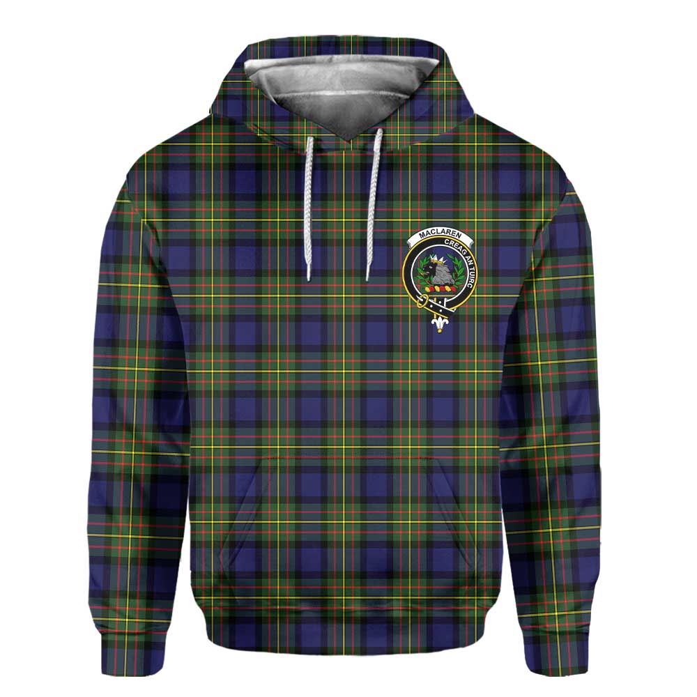 Clan Maclaren Tartan Men Hoodie Crest And Plaid Basic Style