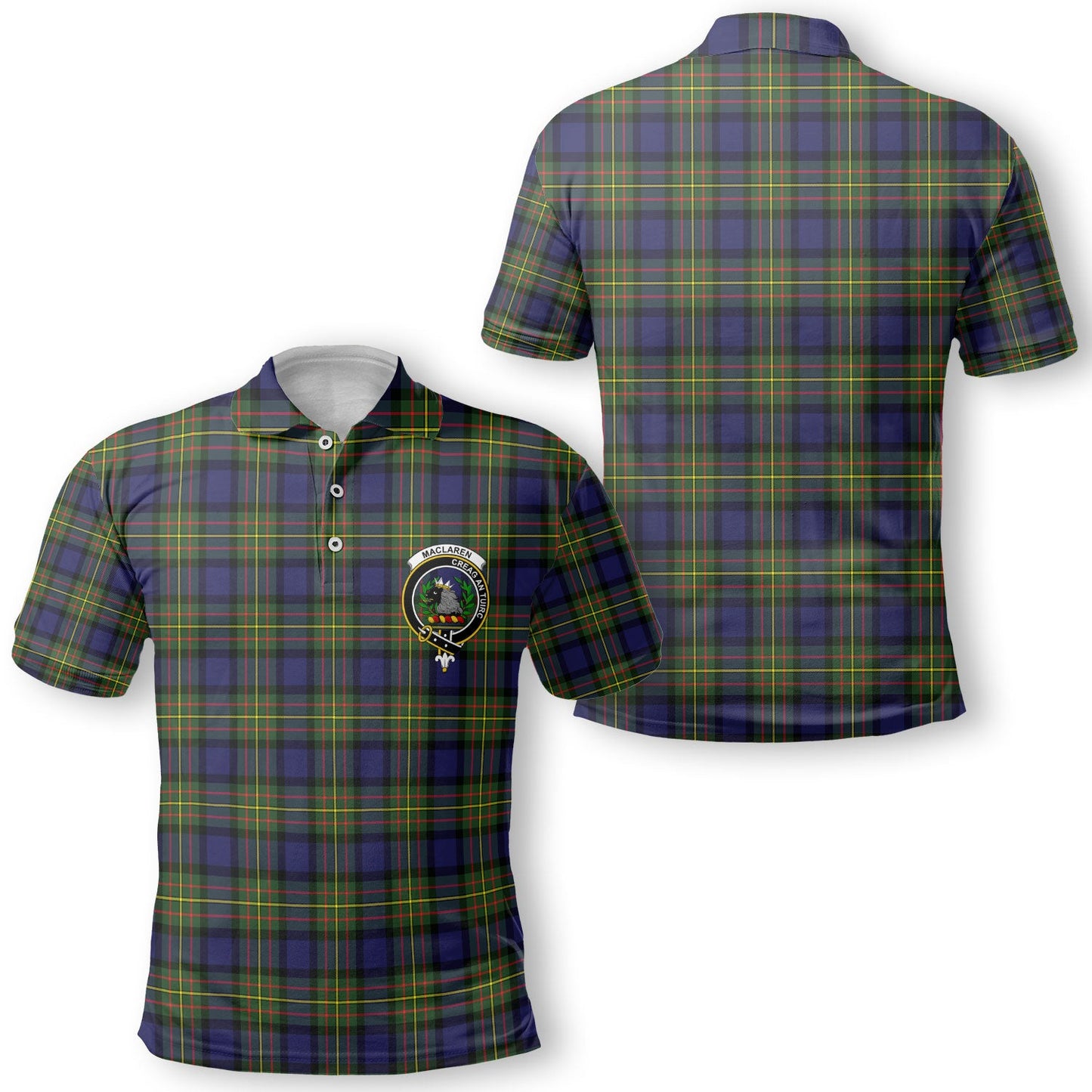 Clan Maclaren Tartan Men Polo Shirt Crest And Plaid Basic Style