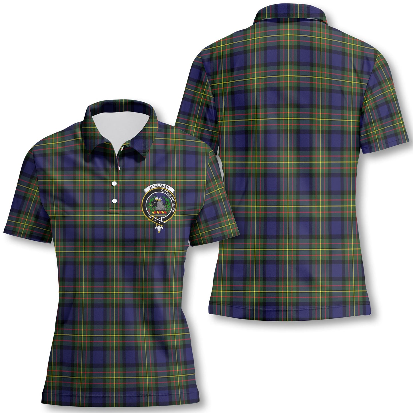 Clan Maclaren Tartan Women Polo Shirt Crest And Plaid Basic Style