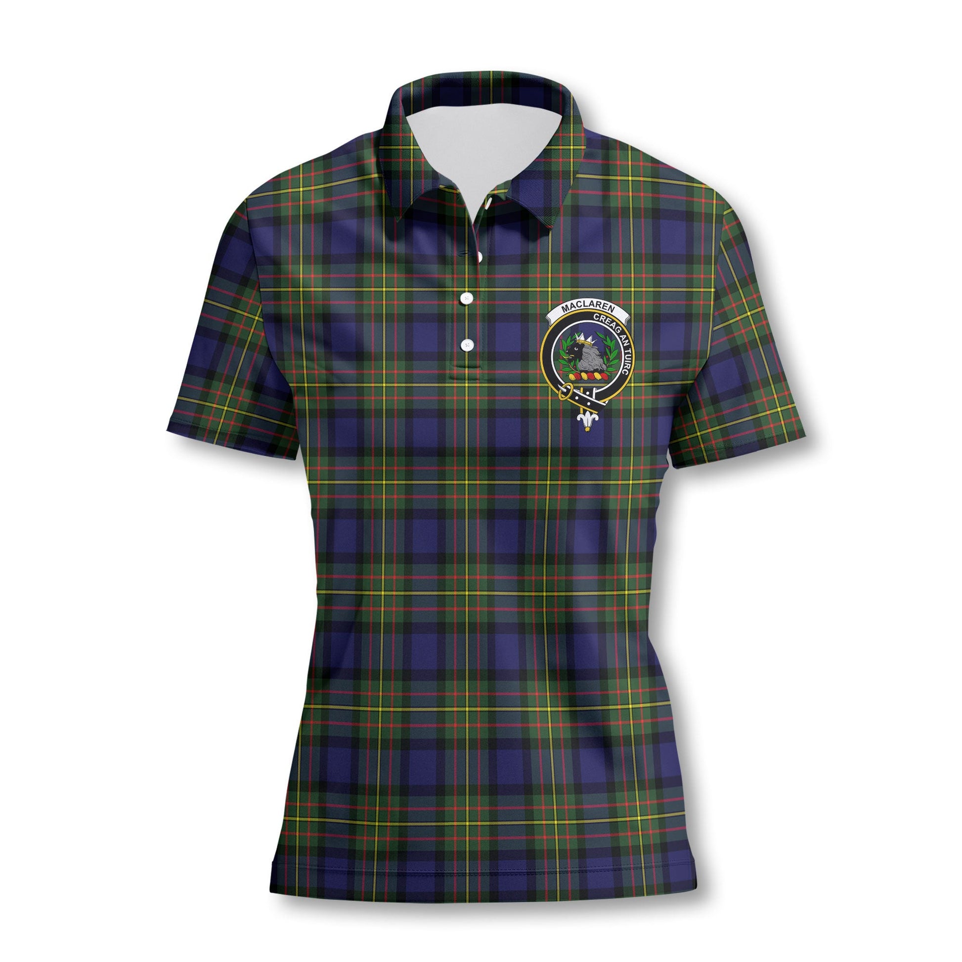 Clan Maclaren Tartan Women Polo Shirt Crest And Plaid Basic Style