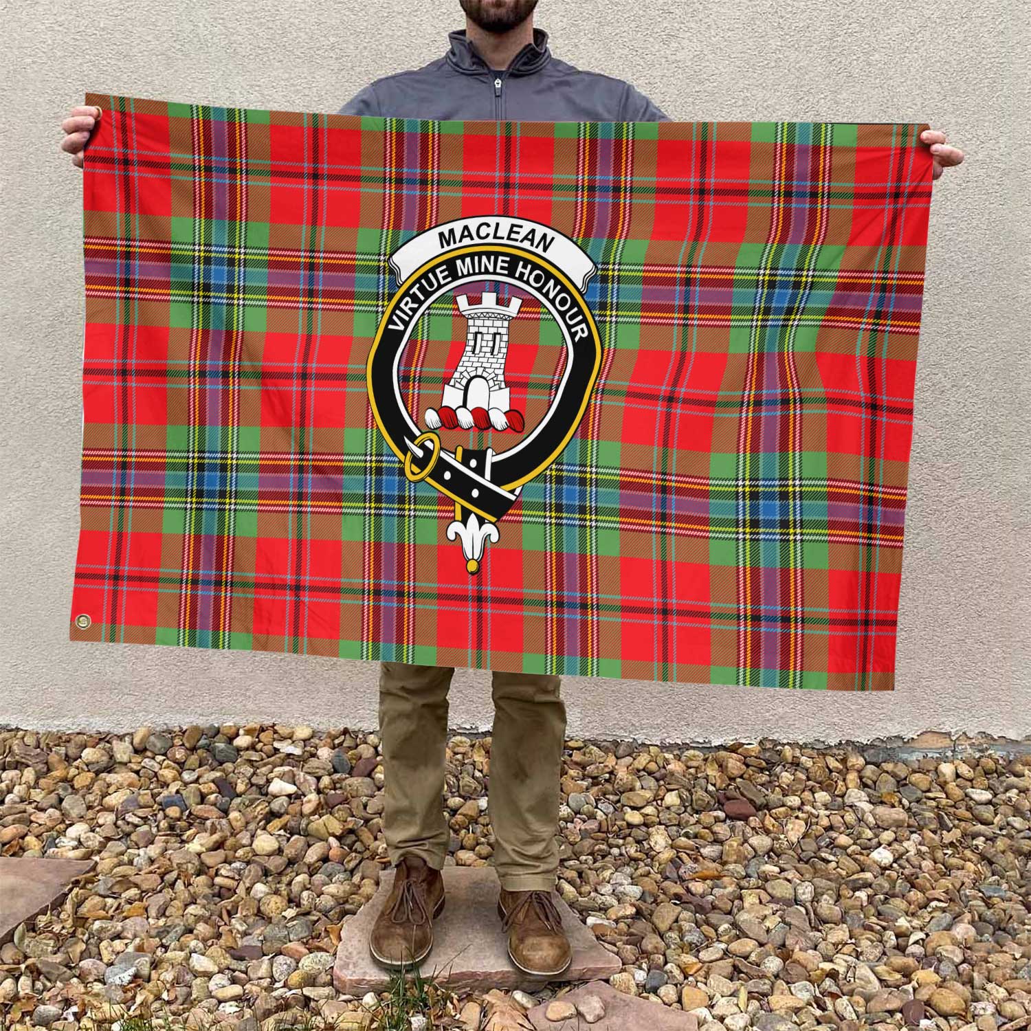 Clan Maclean Tartan Flag Crest And Plaid Basic Style