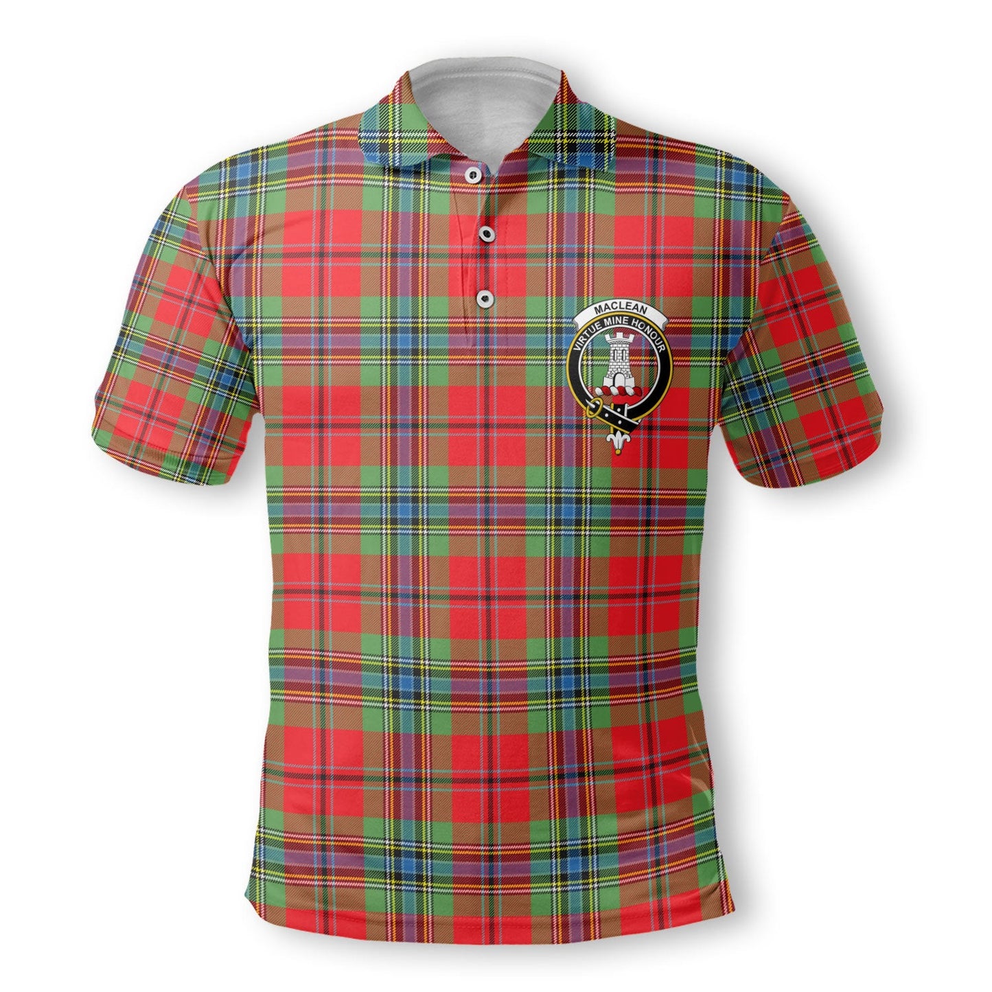 Clan Maclean Tartan Golf Men Polo Shirt Crest And Plaid Basic Style