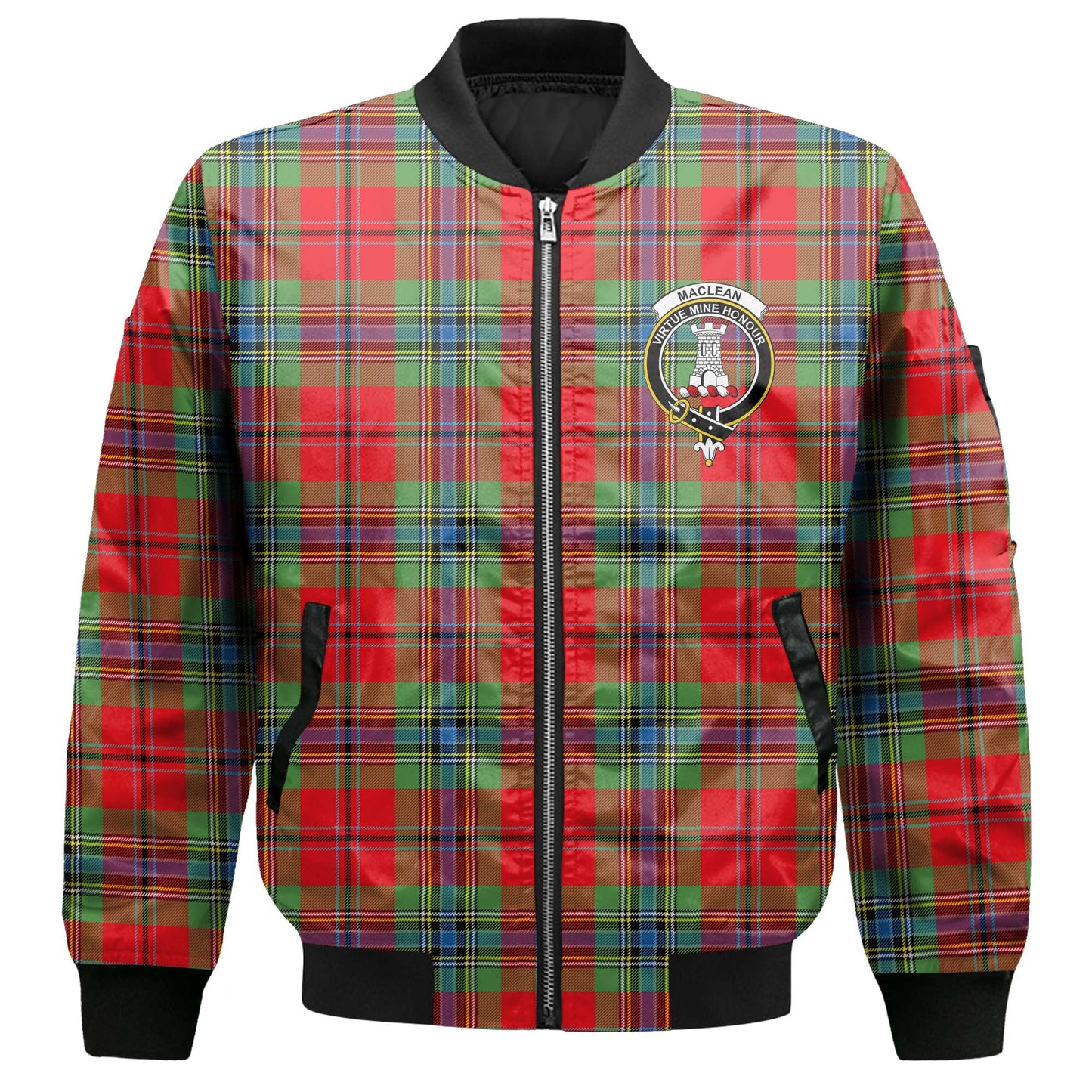 Clan Maclean Tartan Women Bomber Jacket Crest And Plaid Basic Style