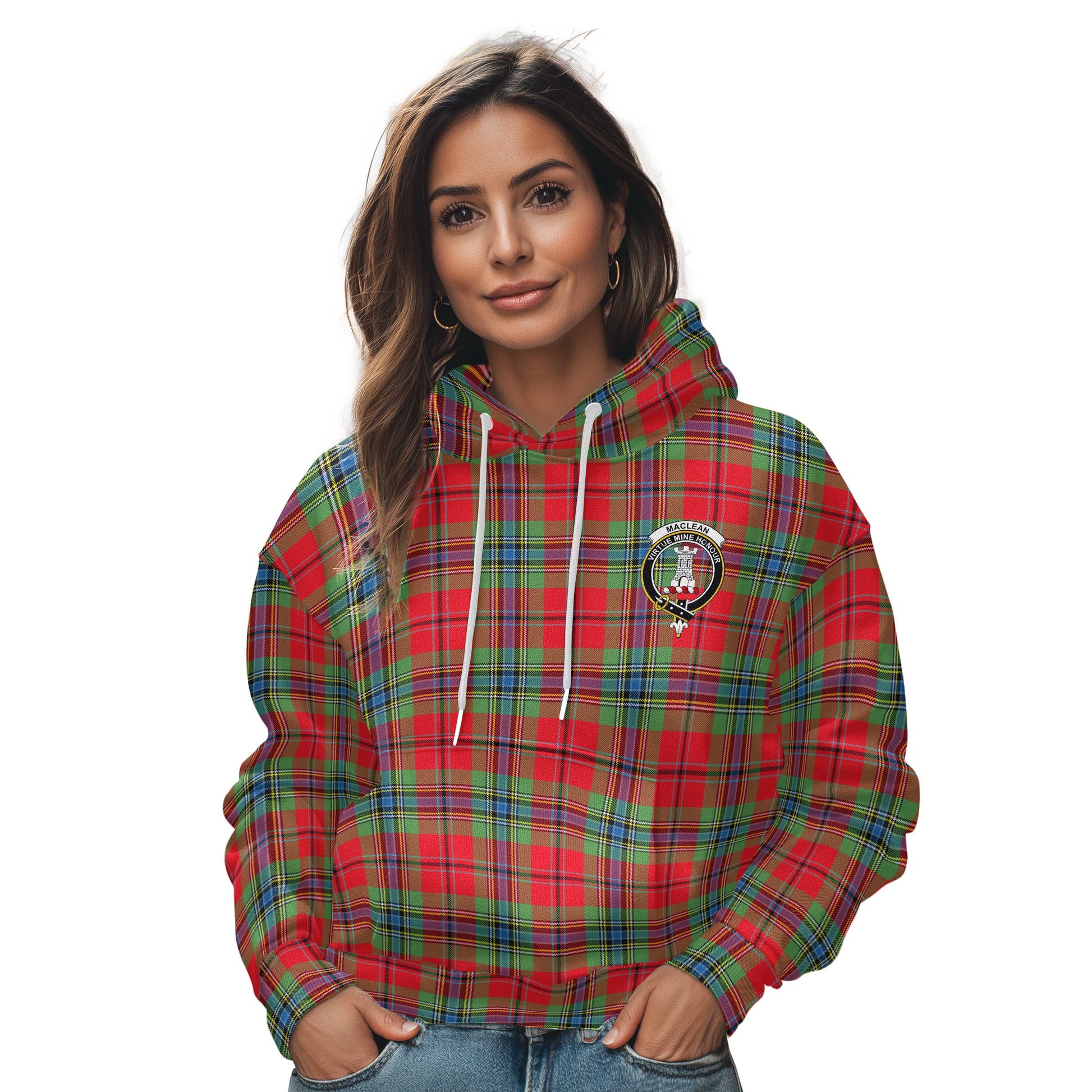 Clan Maclean Tartan Women Hoodie Crest And Plaid Basic Style