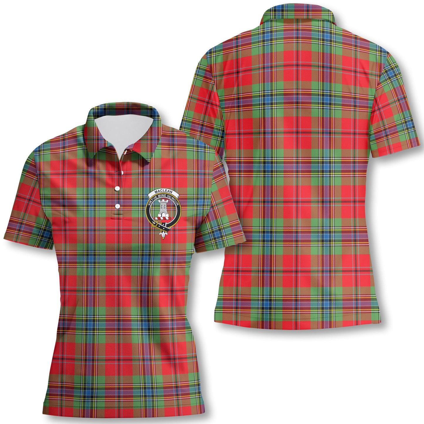 Clan Maclean Tartan Women Polo Shirt Crest And Plaid Basic Style