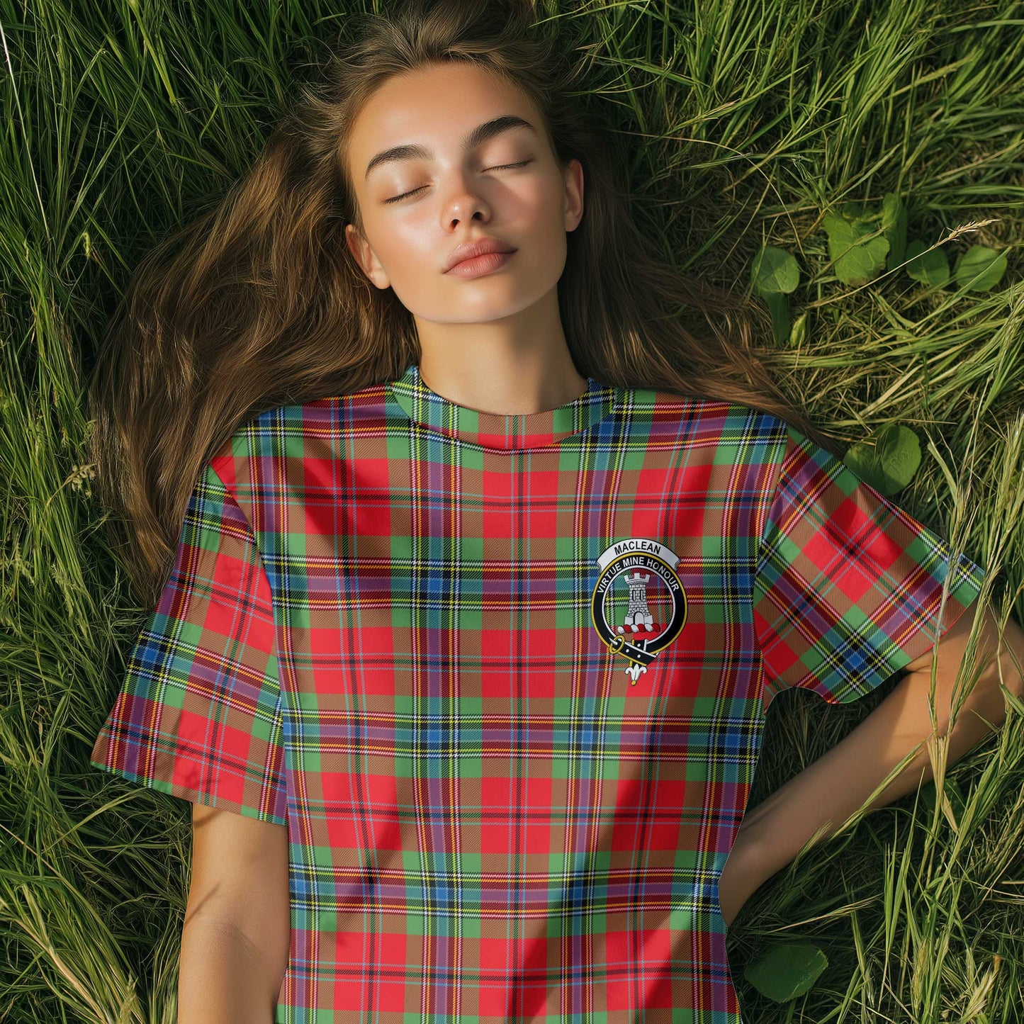 Clan Maclean Tartan Women T Shirt Crest And Plaid Basic Style