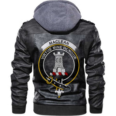 Clan Maclean Tartan Zip Leather Jacket Crest And Plaid Basic Style