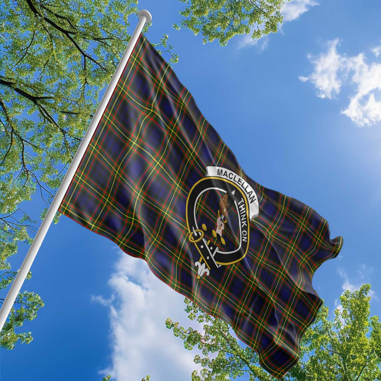 Clan Maclellan Tartan Flag Crest And Plaid Basic Style