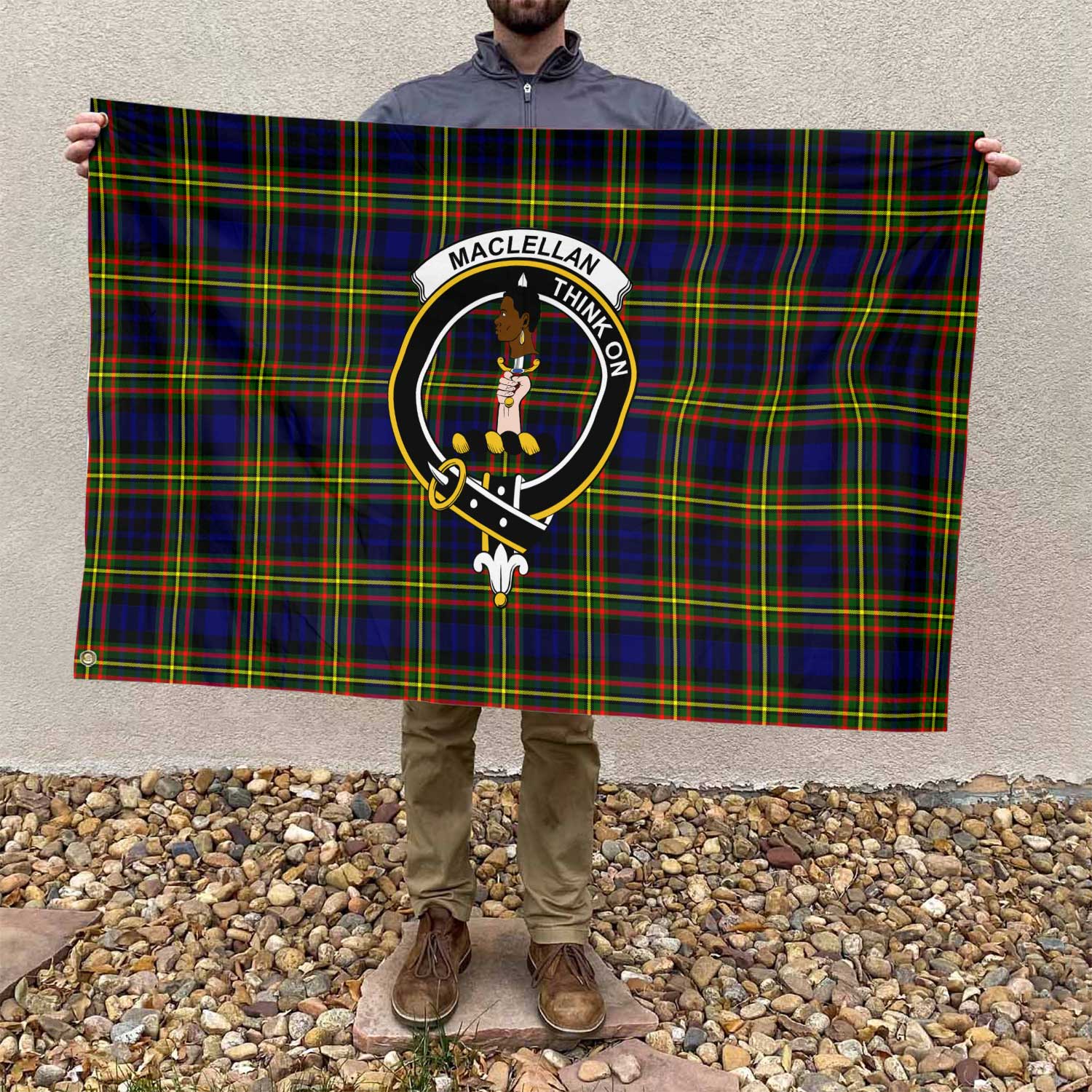 Clan Maclellan Tartan Flag Crest And Plaid Basic Style