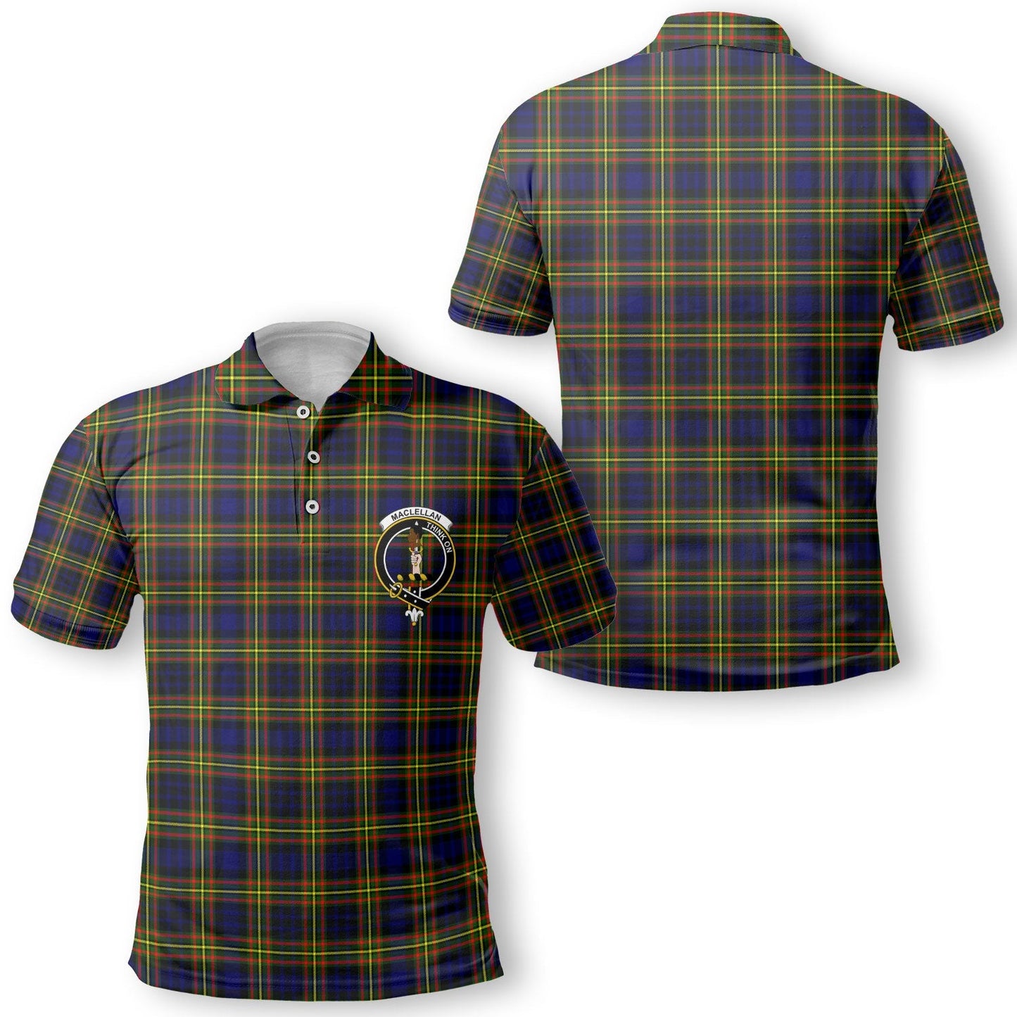 Clan Maclellan Tartan Golf Tartan Men Polo Shirt Crest And Plaid Basic Style