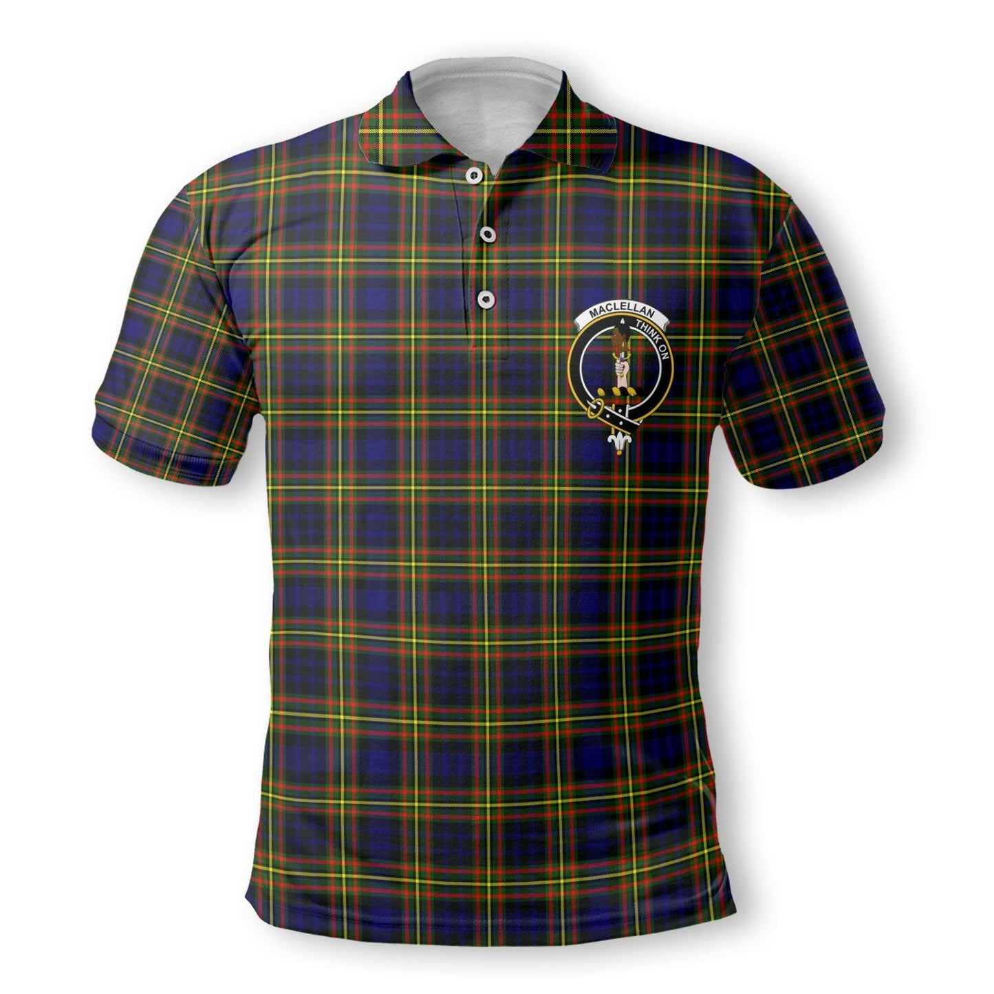 Clan Maclellan Tartan Golf Tartan Men Polo Shirt Crest And Plaid Basic Style