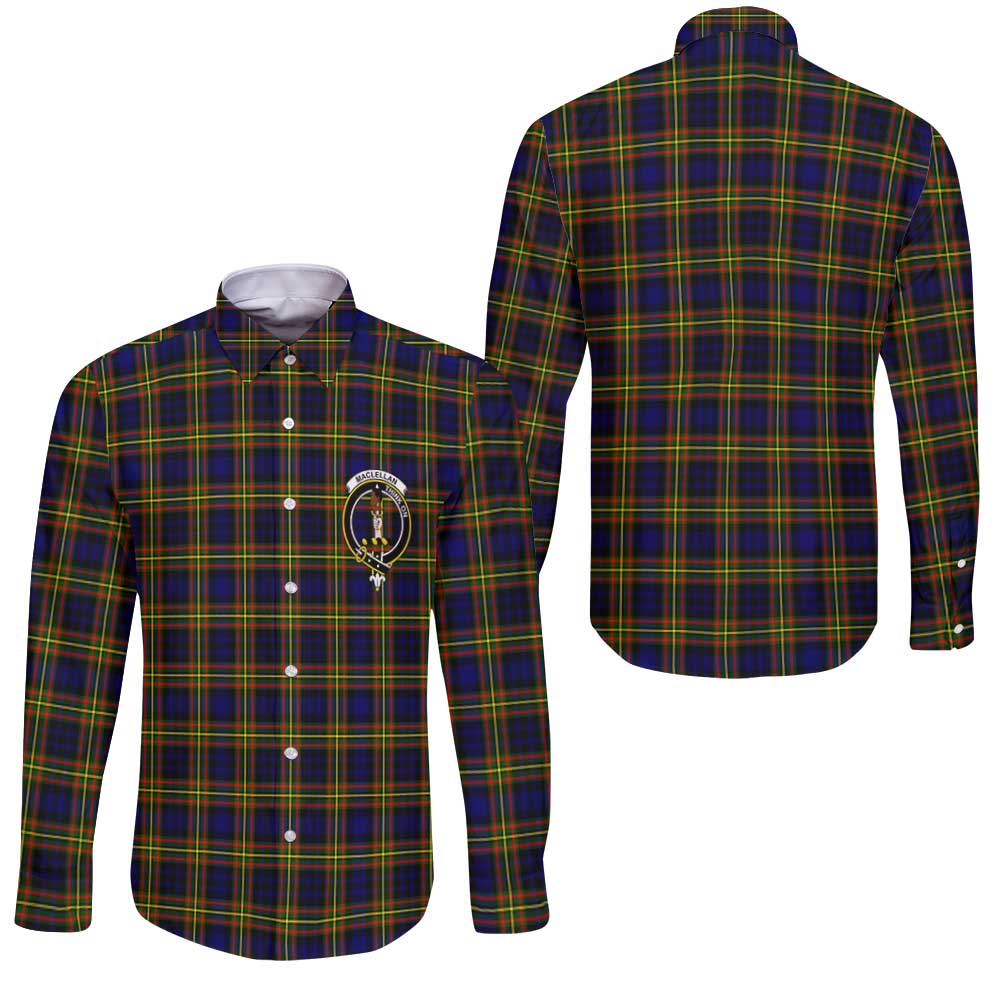 Clan Maclellan Tartan Long Sleeve Button Shirt Crest And Plaid Basic Style