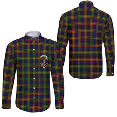 Clan Maclellan Tartan Long Sleeve Button Shirt Crest And Plaid Basic Style
