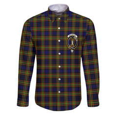 Clan Maclellan Tartan Long Sleeve Button Shirt Crest And Plaid Basic Style